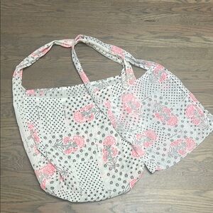Free People Pink and White Crochet Shoulder Bag